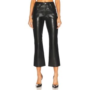 Citizens of Humanity Isola Recycled Leather Cropped Boot Cut Pant in Black